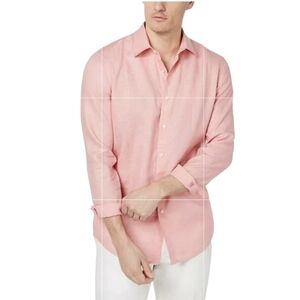 Mens 100% Linen Button Down Shirt Size XLarge Pink Beach Travel Vacation Cruise